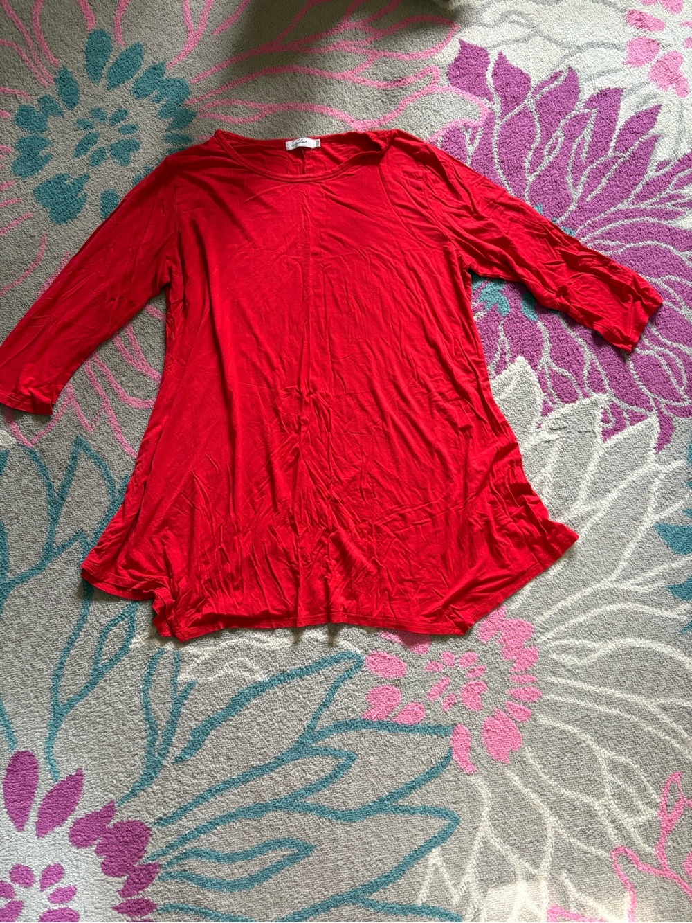 Women’s Red Topdress 3/4 sleeve Tunic Shirt